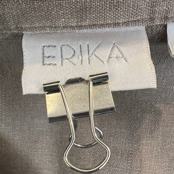 Vintage ERIKA Linen Blend 2 Pcs Outfit Shirt and Pants Women's Size Medium Brown - Picture 10 of 11